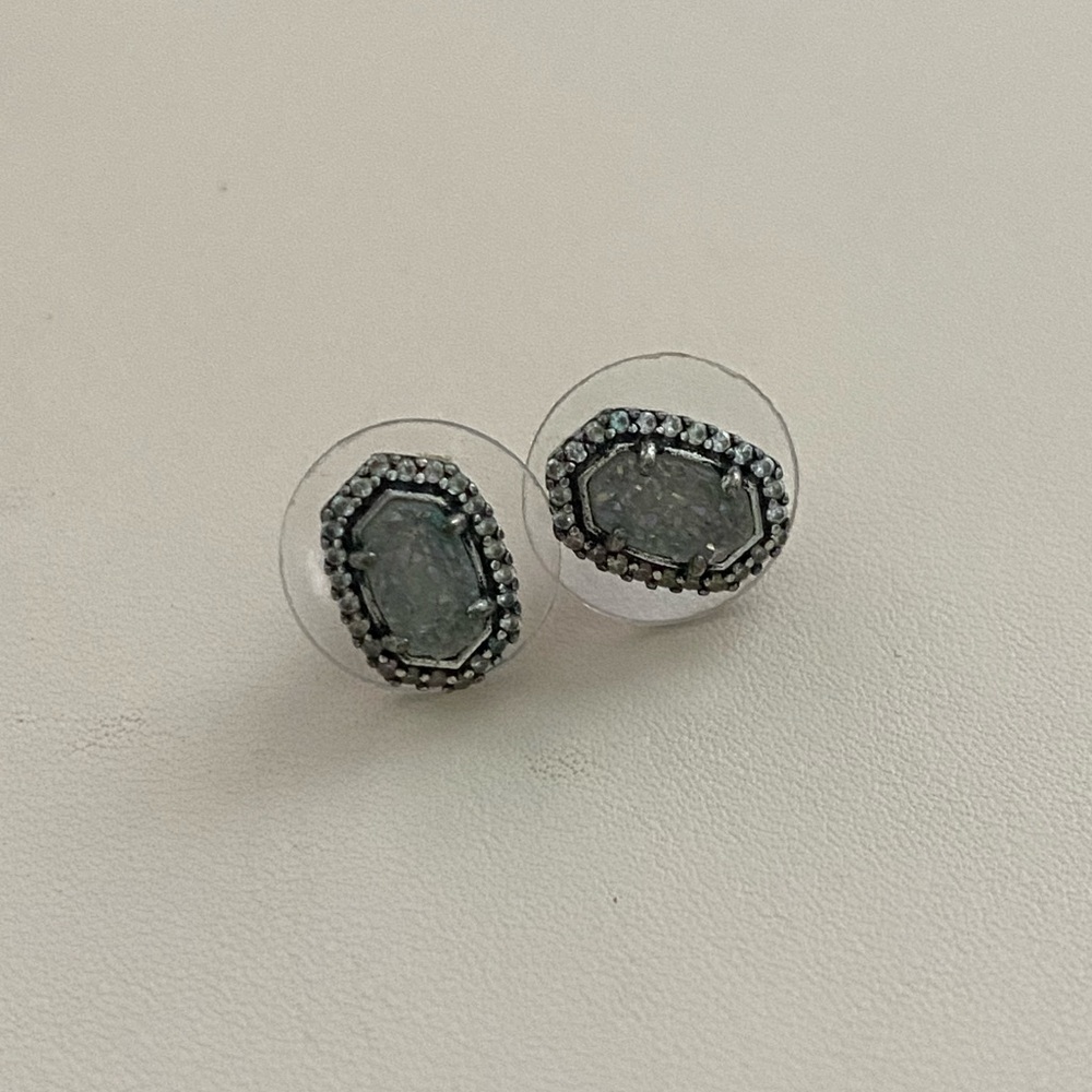 KENDRA SCOTT PLATINUM DRUSY STUD EARRINGS